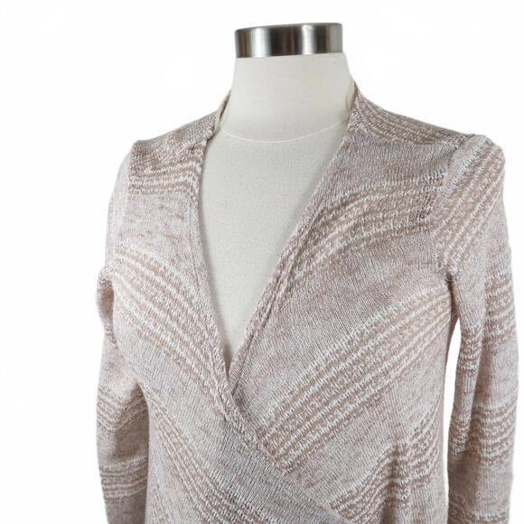 Bobeau Womens Sheer Knit Beige Tunic Shrug Cardigan Sweater Small - Picture 1 of 8